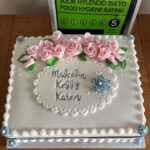 oblong birthday cake with flowers