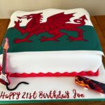 welsh flag birthday cake with skateboard